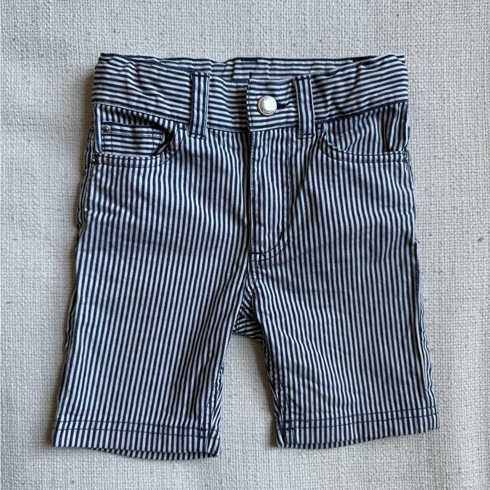 Petit Bateau navy and White Striped Shorts, sz 4t
